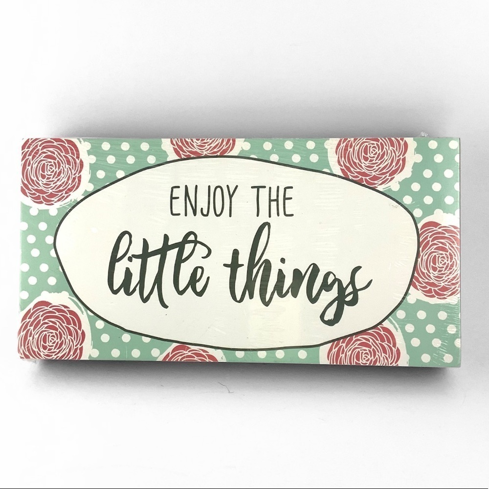 Enjoy The Little Things Inspirational Wall Hanging Plaque Sign Picture 10”X 5”